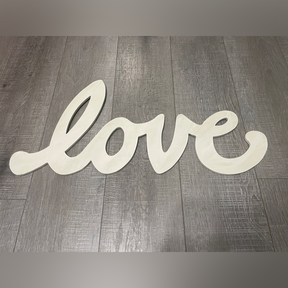 “LOVE” cursive wooden home decor sign